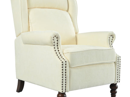 Push Back Recliner Chair Upholstered Recliner Armchair With Classic Wing Back And Solid Gourd-Shaped Legs