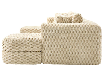 Modular Sectional Sofa, Boneless Couch With 2 Movable Ottomans