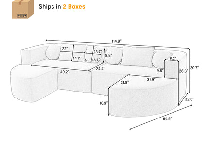 Boneless - Couch Modular Sectional Sofa With Deep Seating And Curved Design