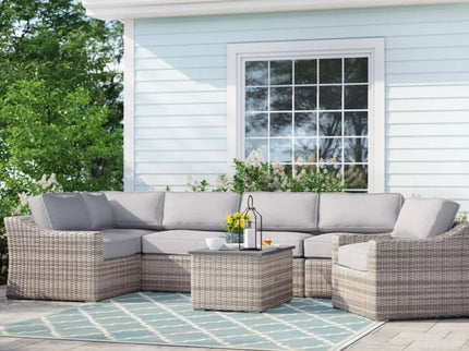 Stylish Sofa Seating Group With Cushions Perfect For Outdoor Gatherings