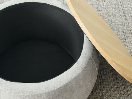 Round Storage Ottoman, 2 In 1 Function, End Table And Ottoman
