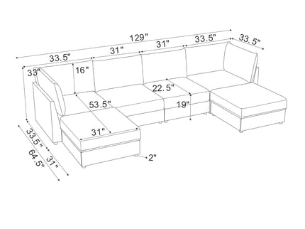 Modern Reversible Modular Sectional