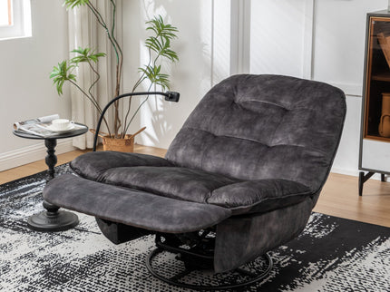 Modern Swivel Gliding Recliner Chair With Rocking Function And Phone Holder, Large Comfortable