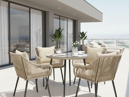 5 Piece Twisted Rattan Patio Dining Set With Table