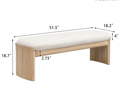 Footstool With Soft Cushion For Living Room - Beige / Natural