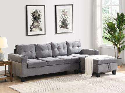 Modern Sectional Sofa Set With L Shape Chaise Lounge And Storage