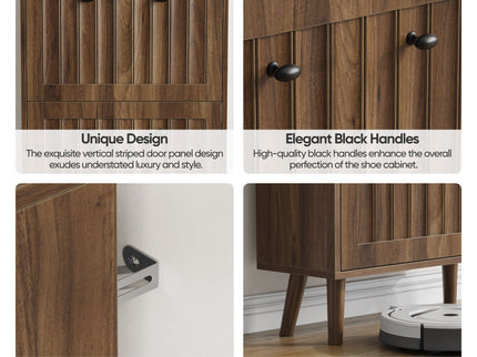 Shoe Cabinet, Upright Storage Unit - Walnut