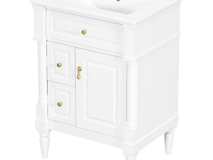 Freestanding Bathroom Vanity With Sink, Adjustable Shelf & Flip Drawer