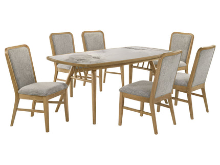 Teleli - 7 Piece Dining Set - Natural / Gray