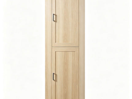 Tall Freestanding Bathroom Storage Cabinet With Adjustable Shelves And Side Hooks