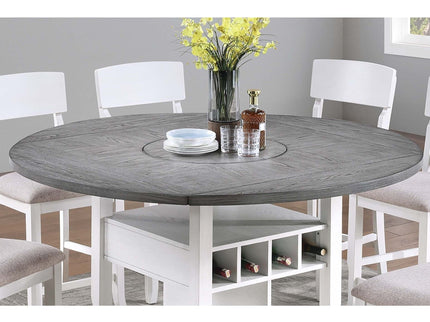 Counter Height Dining Table With Built In Lazy Susan And Storage Shelves