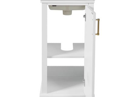 Bathroom Vanity With Sink, Soft Close Door, Adjustable Shelf, Freestanding Single Unit - White