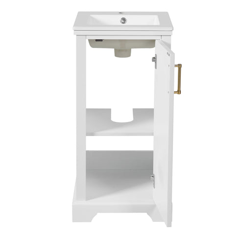 Bathroom Vanity With Sink, Soft Close Door, Adjustable Shelf, Freestanding Single Unit - White