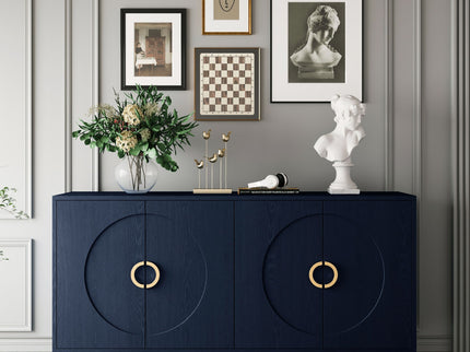 Modern Lacquered 4 Door Wooden Cabinet Sideboard Buffet Server Cabinet Storage Cabinet, For Living Room, Entryway, Hallway, Office, Kitchen And Dining Room