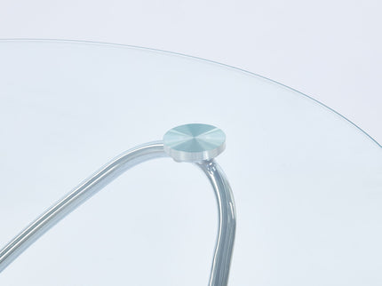 Metal Leg Dining Table With Tempered Glass Top