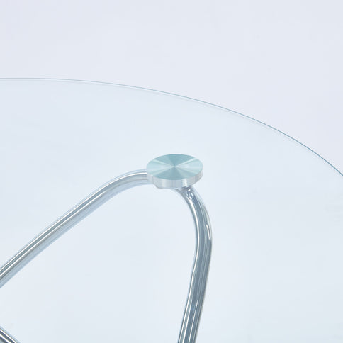 Metal Leg Dining Table With Tempered Glass Top
