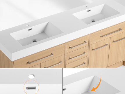 Freestanding Bathroom Vanity With Resin Sink, Soft-Closing Doors And Drawers