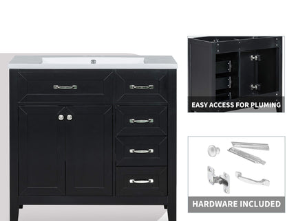 Modern Bathroom Vanity With Sink, Freestanding With Drawers And Doors