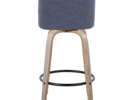 Toriano - Contemporary Fixed Height Counter Stool With Swivel & Round Footrest (Set of 2)