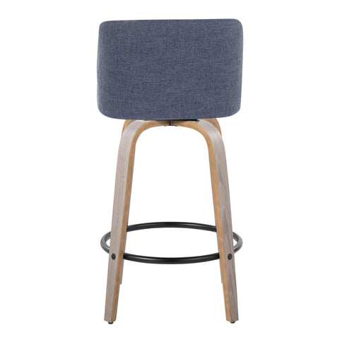 Toriano - Contemporary Fixed Height Counter Stool With Swivel & Round Footrest (Set of 2)