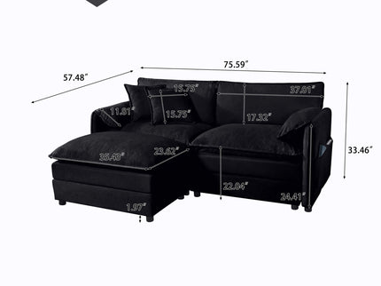 Modern Comfy Deep Seat Modular Sectional Sofa Cloud Couch With Ottoman