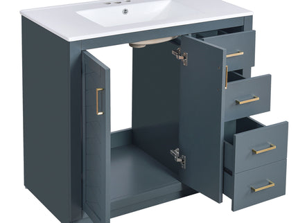 Bathroom Vanity With Sink Combo, Storage Cabinet, Freestanding Set With 3 Drawers & Soft Closing Doors