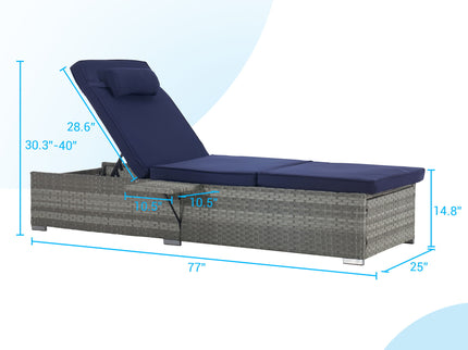 Outdoor Sofa Pe Rattan Furniture Deck Chair - Gray