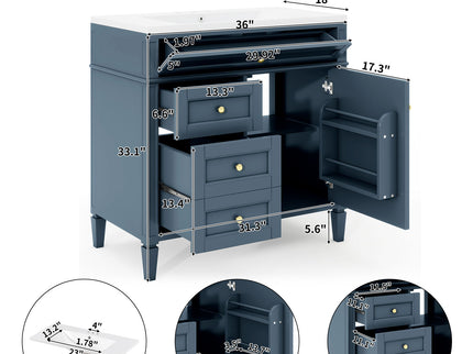 Bathroom Vanity With Top Sink, Storage Cabinet With 2 Drawers And Tip Out Drawer