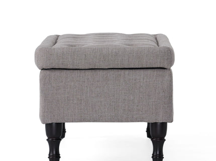 Dean - Fabric Storage Wide Tufted Rectangle Ottoman - Gray