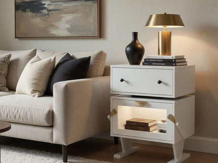 Robot LED Nightstand With 360° Rotating Drawer