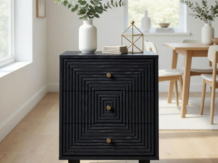 3 Drawer Nightstand - Black - Wood