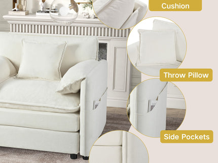 Modern Comfy Deep Seat Modular Sectional Sofa Cloud Couch With Ottoman