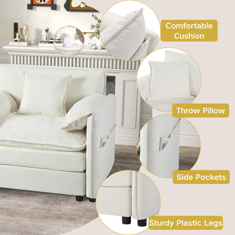 Modern Comfy Deep Seat Modular Sectional Sofa Cloud Couch With Ottoman