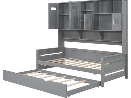 Daybed With All-In-One Cabinet And Shelf