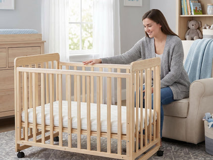 Portable Bedside Bassinet With 3 Adjustable Heights, Mini Crib For Newborns - Natural Wood