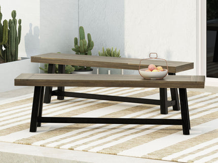 Cloud - Outdoor Bench With Acacia Wood Frame And Slat Panel Design