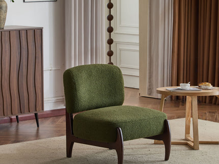 Modern Boucle Lounge Chair With Solid Wood Fram