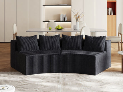 Curved Sectional Sofa With 4 Pillows, Modular Semi Circular Design