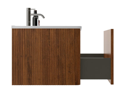 Etna - Striped Bathroom Vanity With Ceramic Sink, Wall Mounted Floating Bathroom Vanity For Modern Bathroom