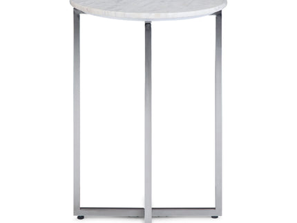 Marsden - Side Table With Polished Base - White / Silver