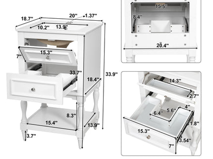 Retro Design Bathroom Vanity With Sink, 2 Drawer Storage Cabinet