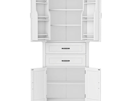 Multi Functional Storage Cabinet With Adjustable Shelves, 2 Drawers, Door Shelves