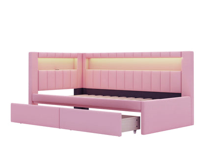 Upholstered Platform Bed With USB Ports And LED Belt