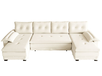 U-Shaped Sleeper Sofa With Pull Out Bed, Removable Armrests & USB Ports For Living Room