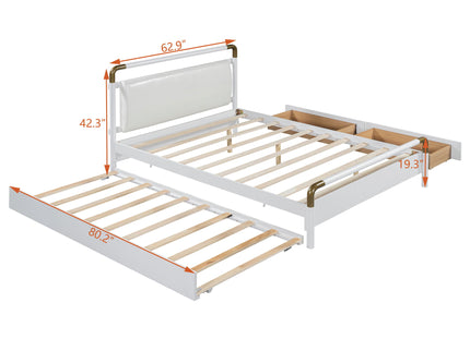 Storage Platform Bed, With 2 Big Drawers, Trundle
