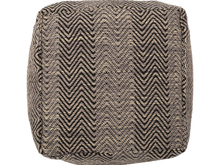 Barracuda - Handcrafted Cotton Pouf With Chevron Pattern - Brown / Beige