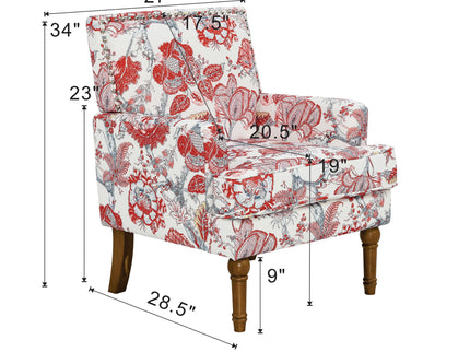 Floral Accent Armchair With Nailhead Trim
