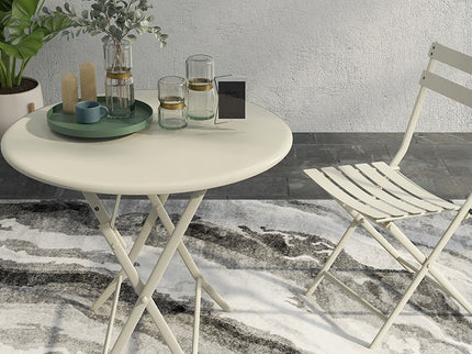 3 Piece Patio Bistro Set Of Foldable Round Table And Chairs