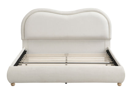 Upholstered Platform Bed Frame With Curved Headboard