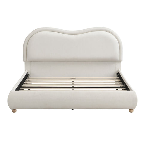 Upholstered Platform Bed Frame With Curved Headboard